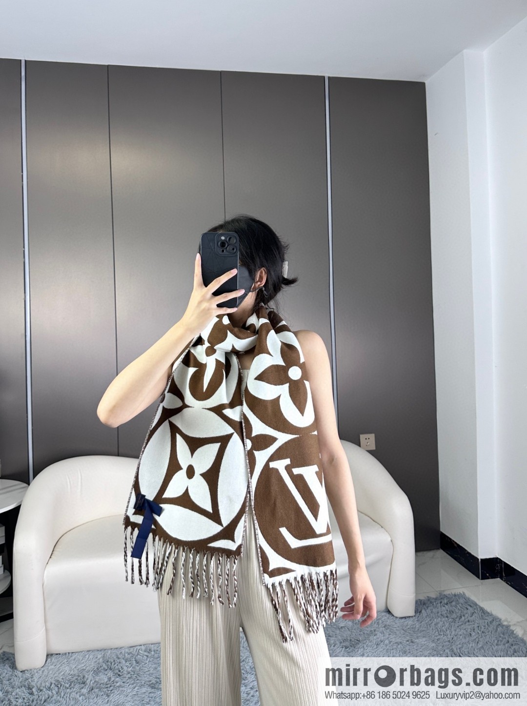 LV large letter flower cannabis flower new scarf