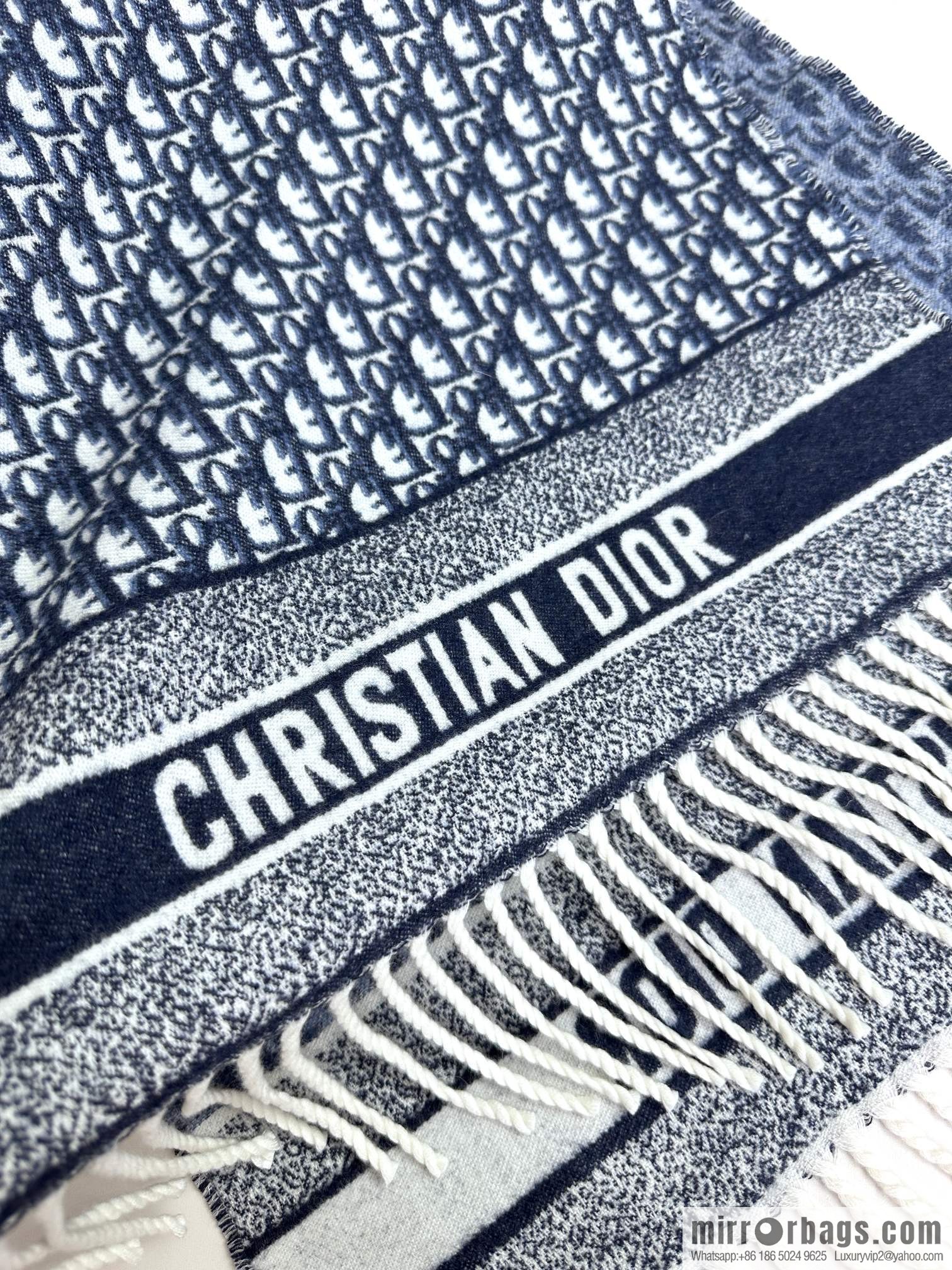 DIOR Oblique print/embroidery pattern cashmere scarf