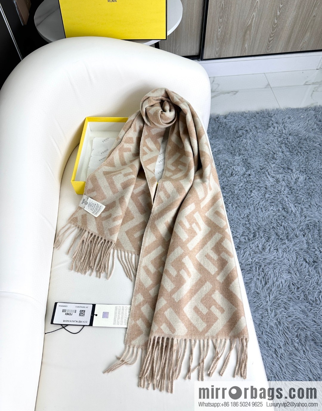 FENDI long fringed cashmere scarf