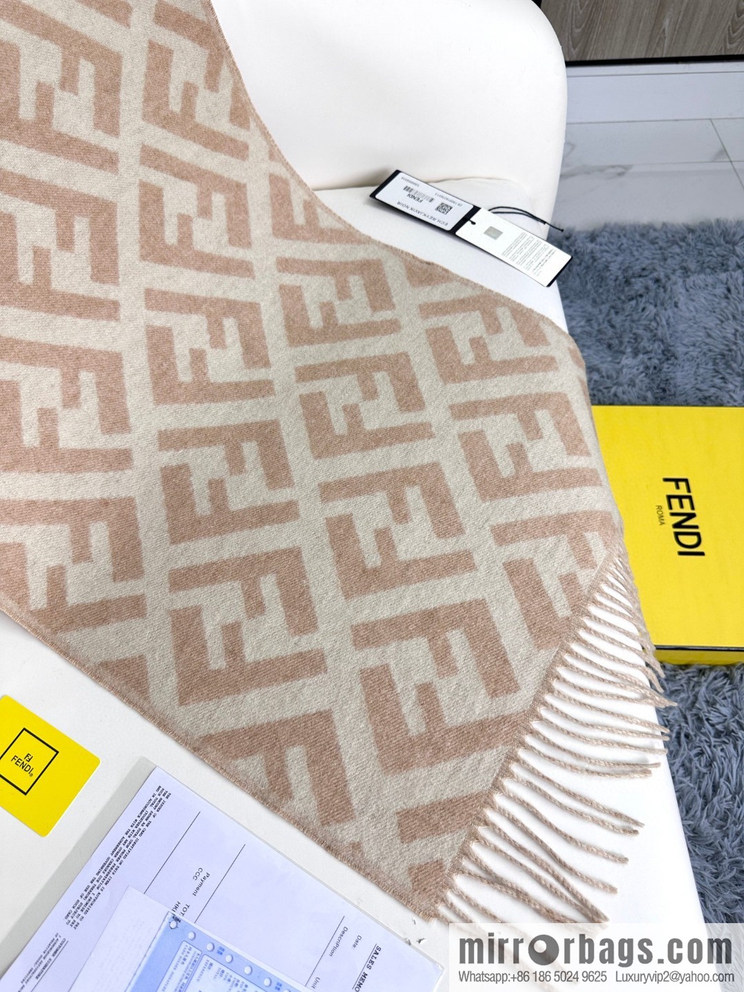 FENDI long fringed cashmere scarf