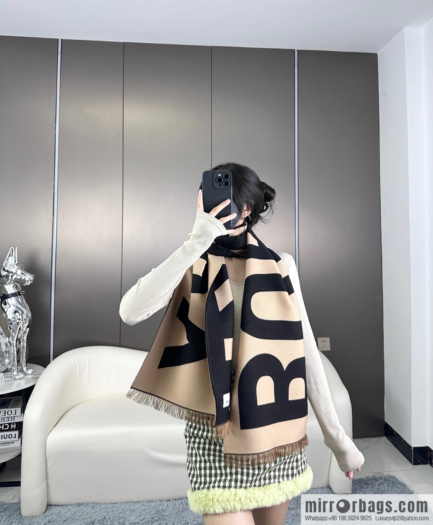 Burberry B large letter double-sided towel