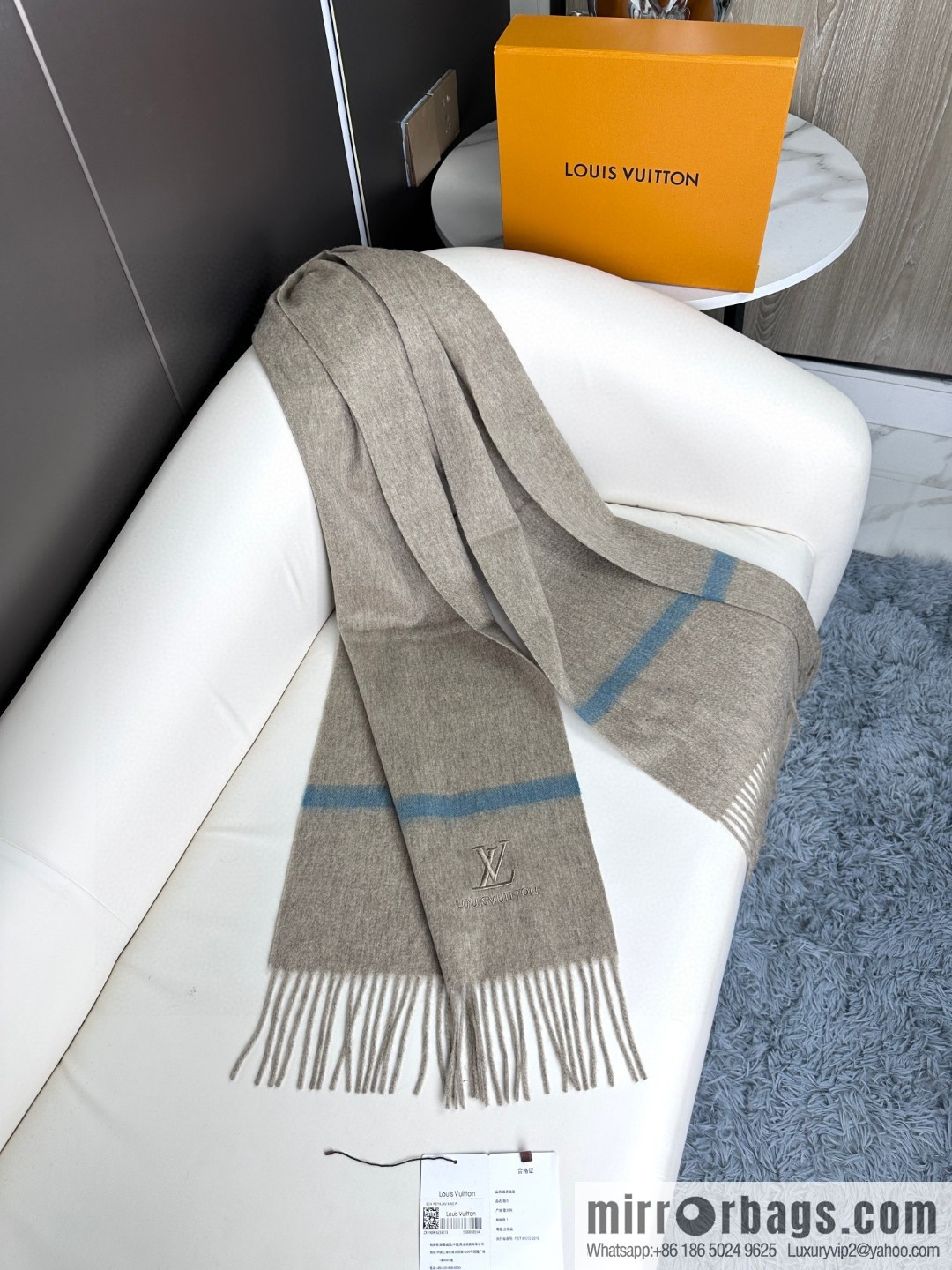 LV embroidery classic plain design scarf