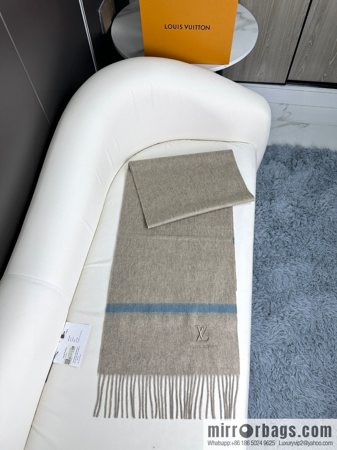 LV embroidery classic plain design scarf
