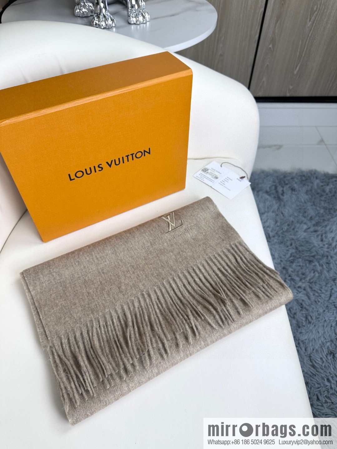 LV embroidery classic plain design scarf