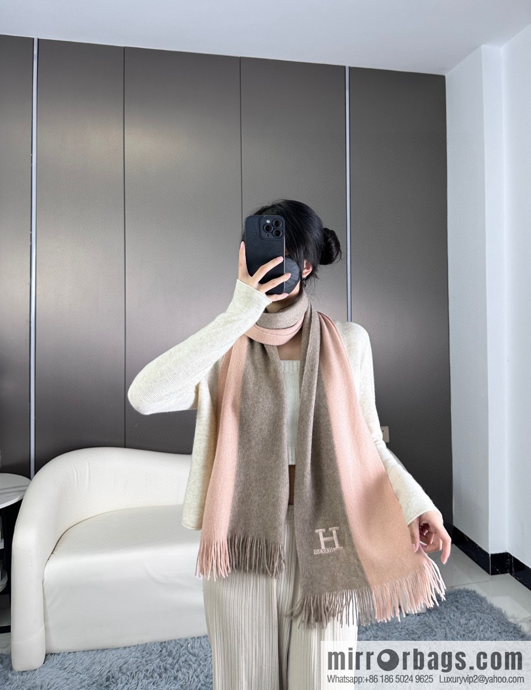 Hermes, high-end cashmere knitted scarf