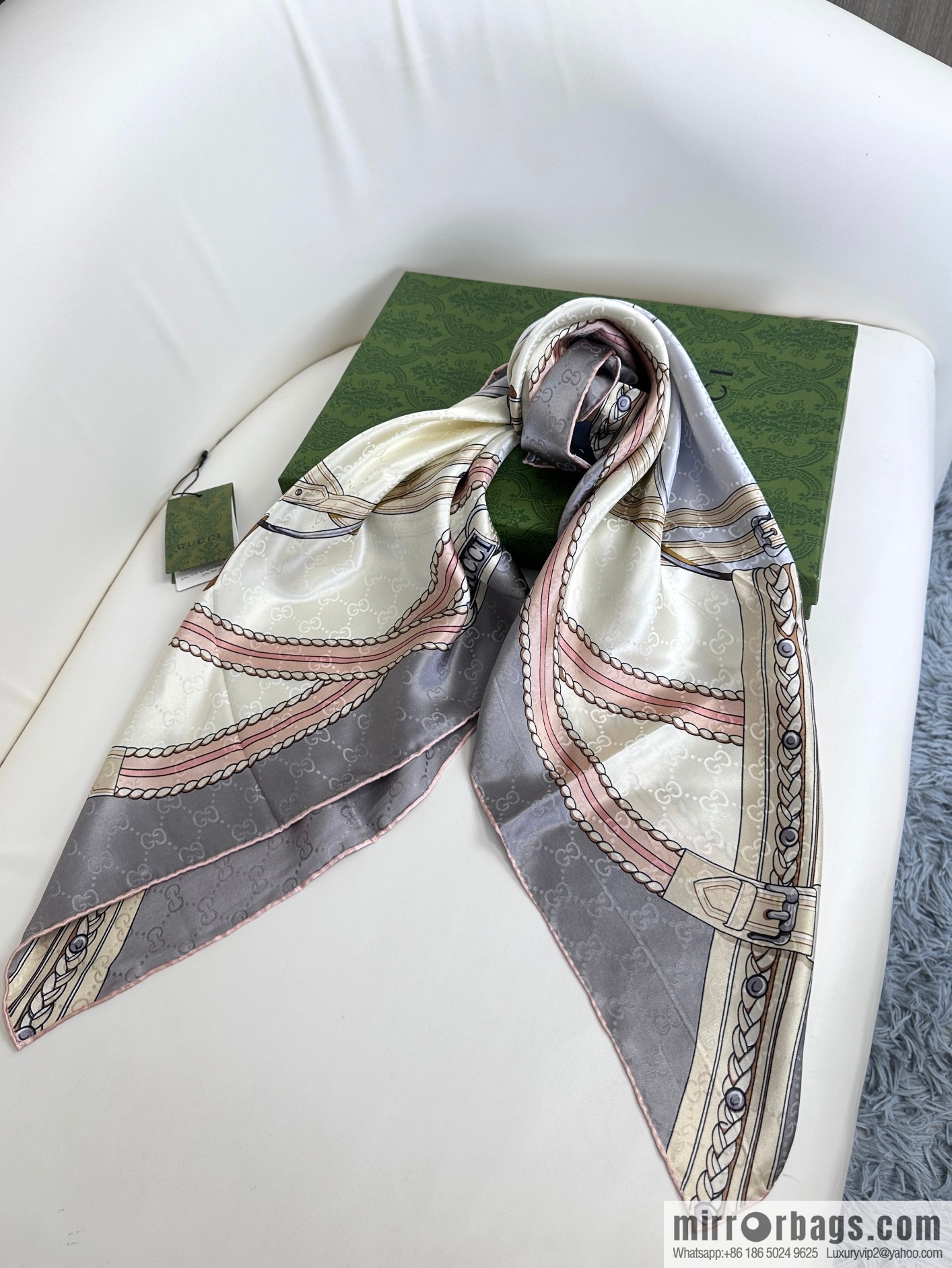 GUCCI dark pattern satin silk towel