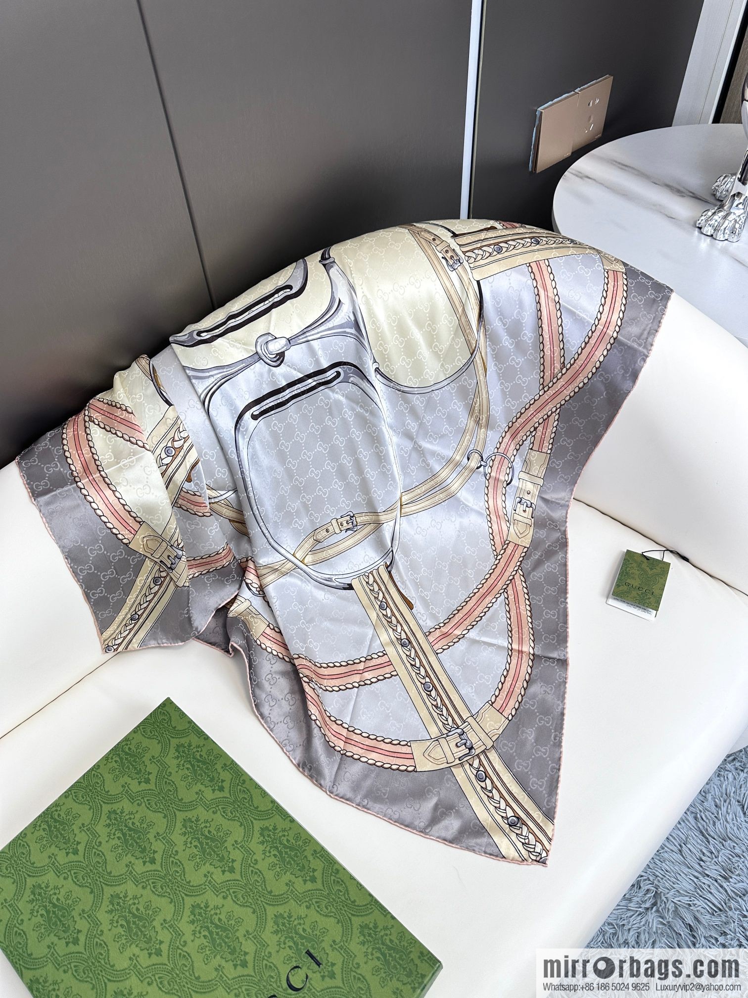 GUCCI dark pattern satin silk towel