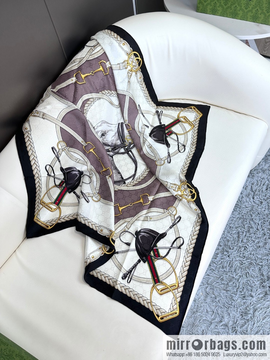 GUCCI dark jacquard silk scarf