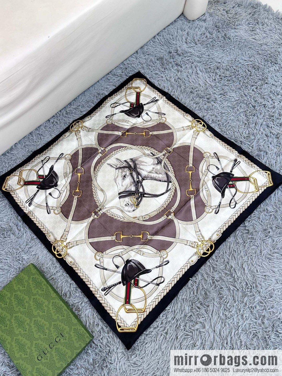 GUCCI dark jacquard silk scarf