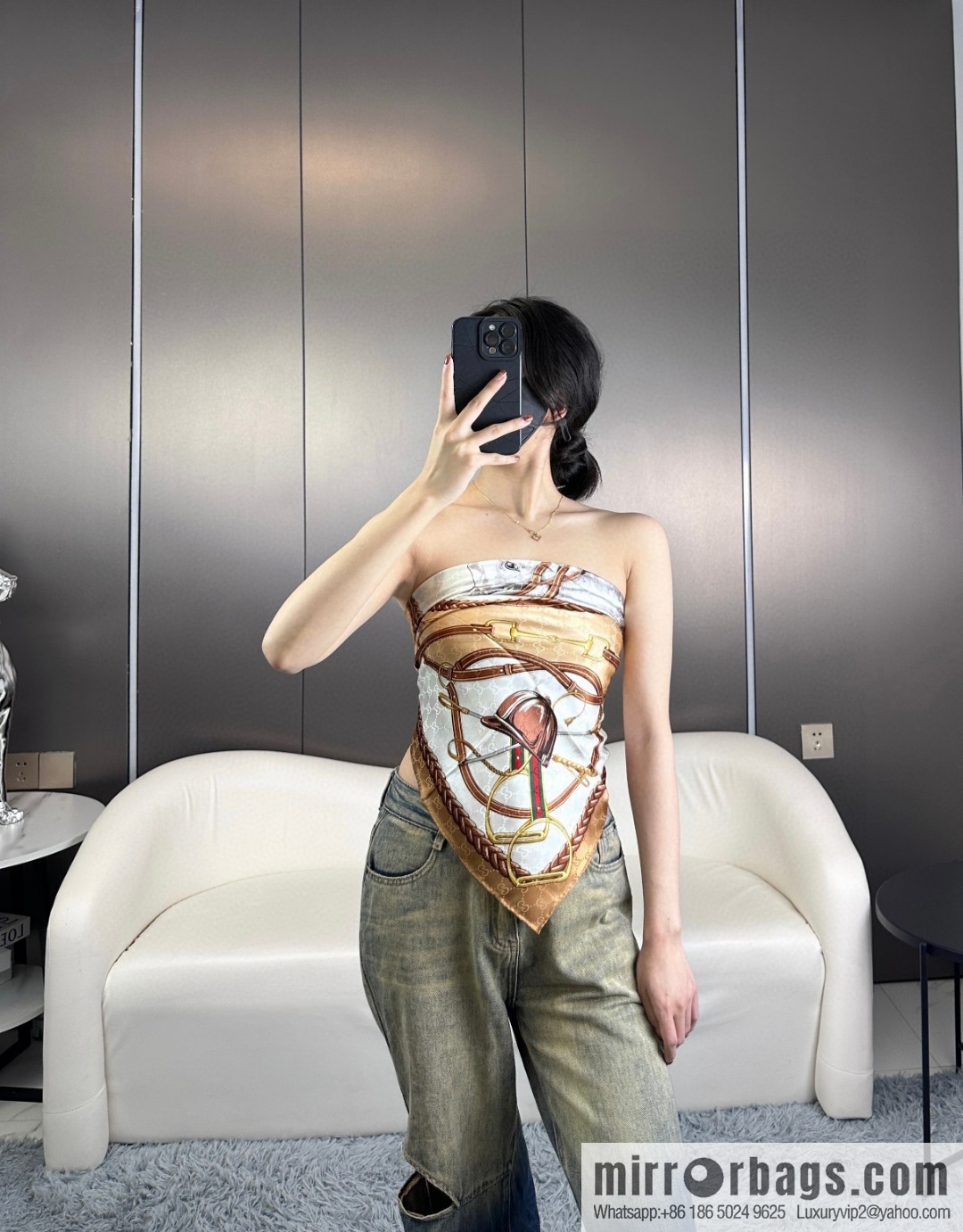 GUCCI dark jacquard silk scarf