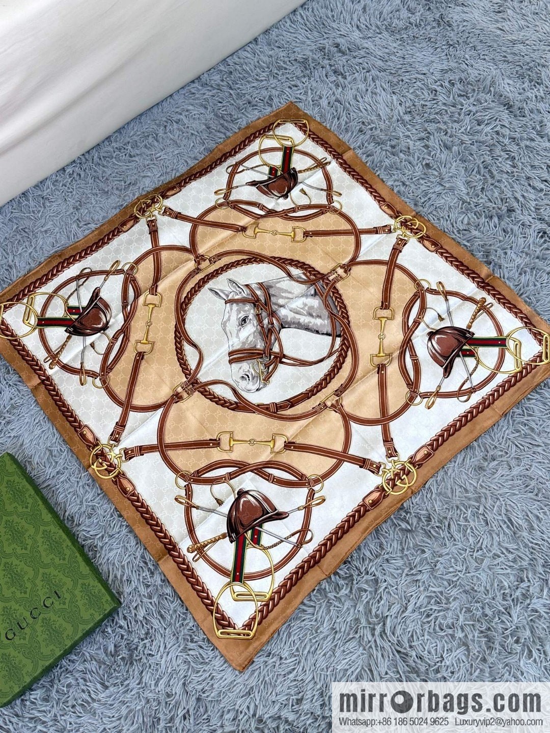 GUCCI dark jacquard silk scarf