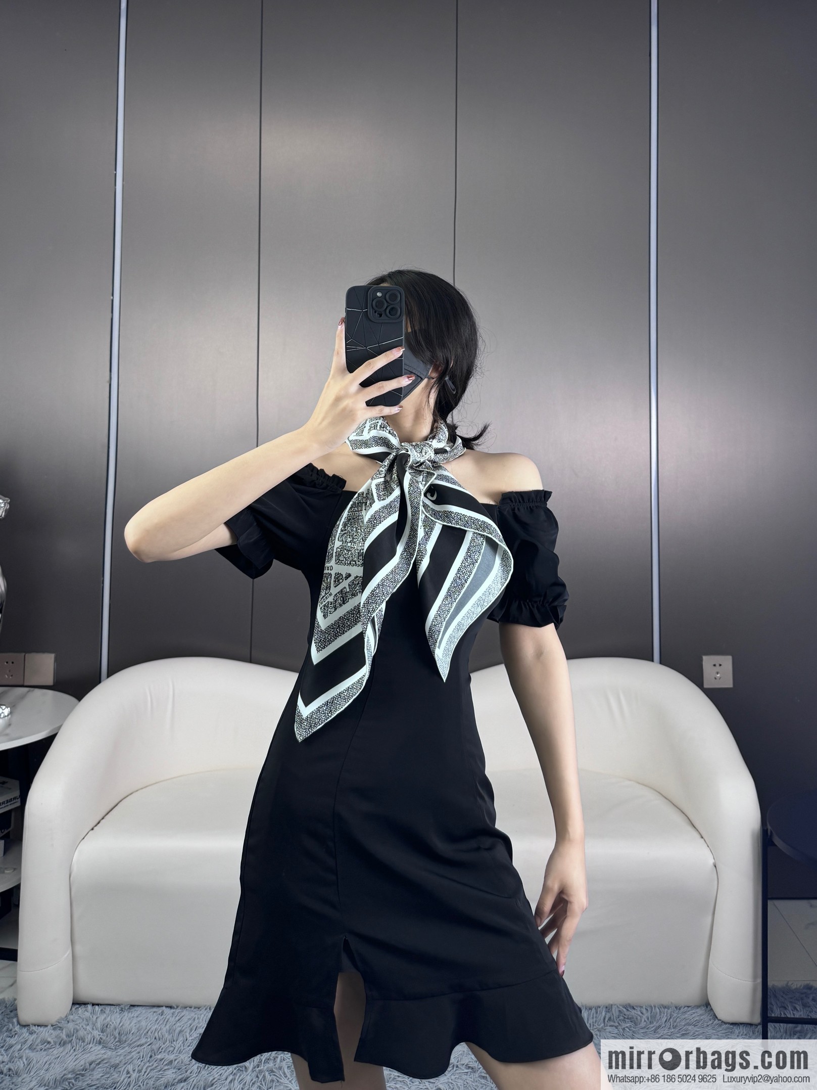 DIOR Paris map C D logo Jacquard strip pattern silk scarf