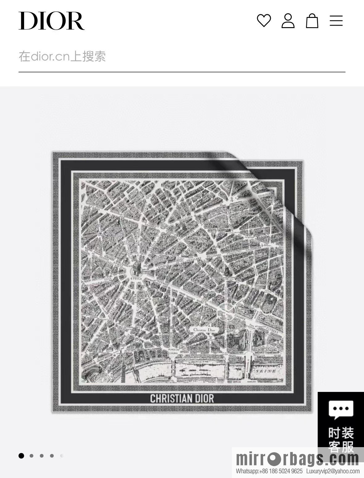 DIOR Paris map C D logo Jacquard strip pattern silk scarf