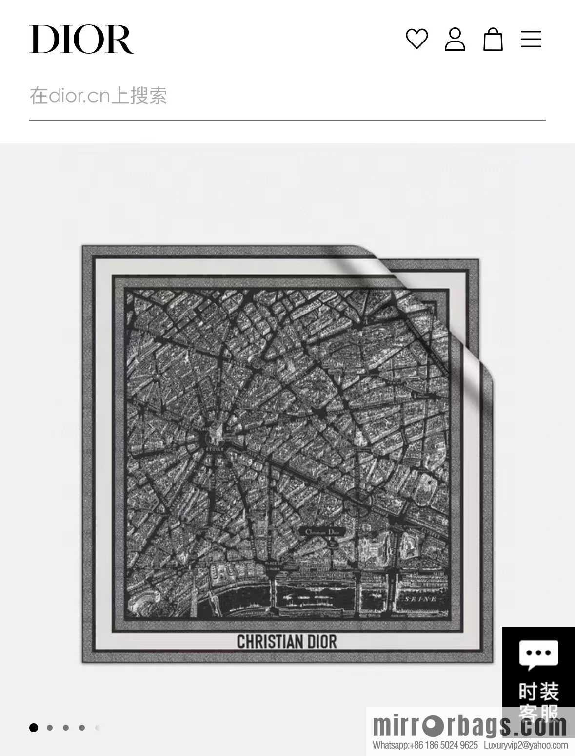 DIOR Paris map C D logo Jacquard strip pattern silk scarf