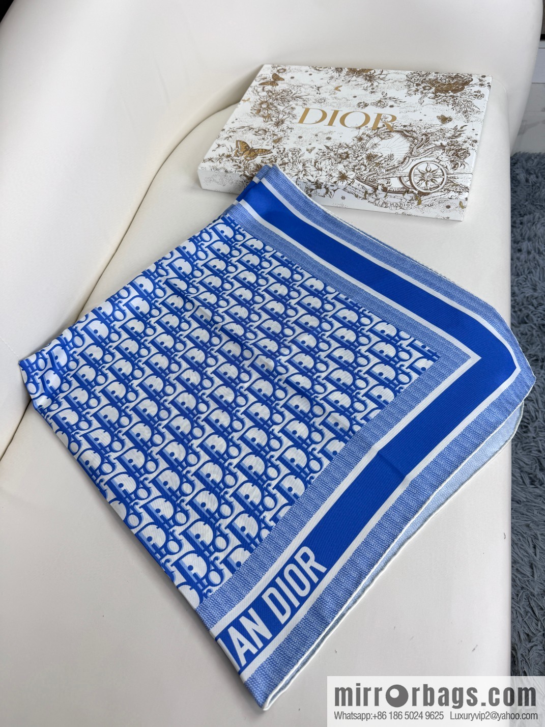 DIOR gold letters, silk scarves