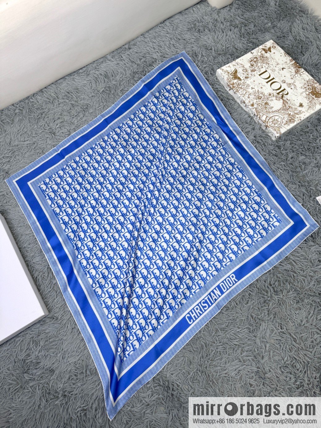 DIOR gold letters, silk scarves