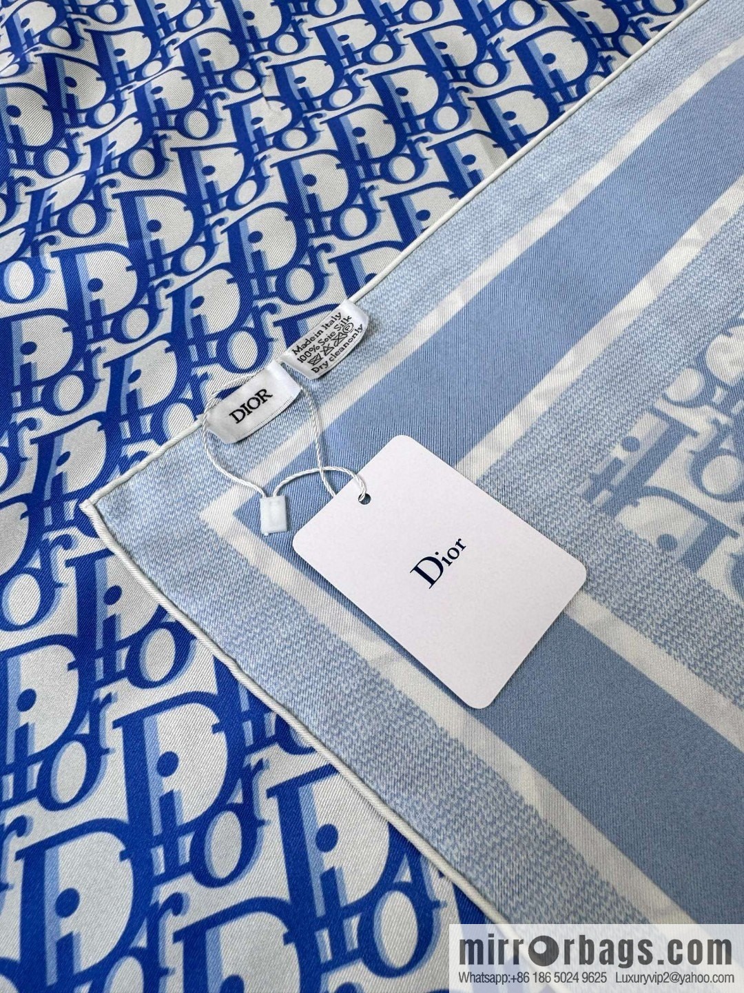 DIOR gold letters, silk scarves