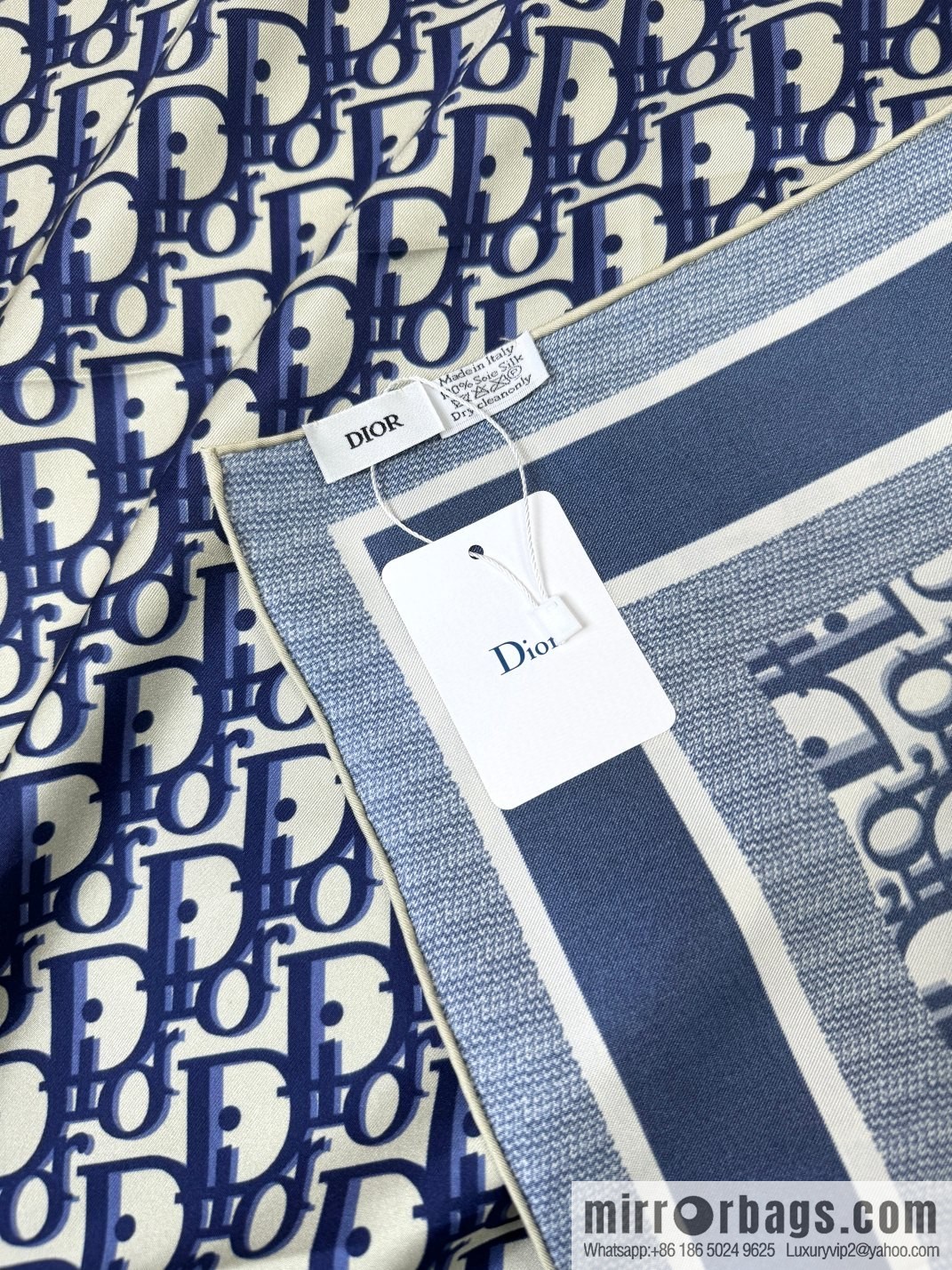 DIOR gold letters, silk scarves
