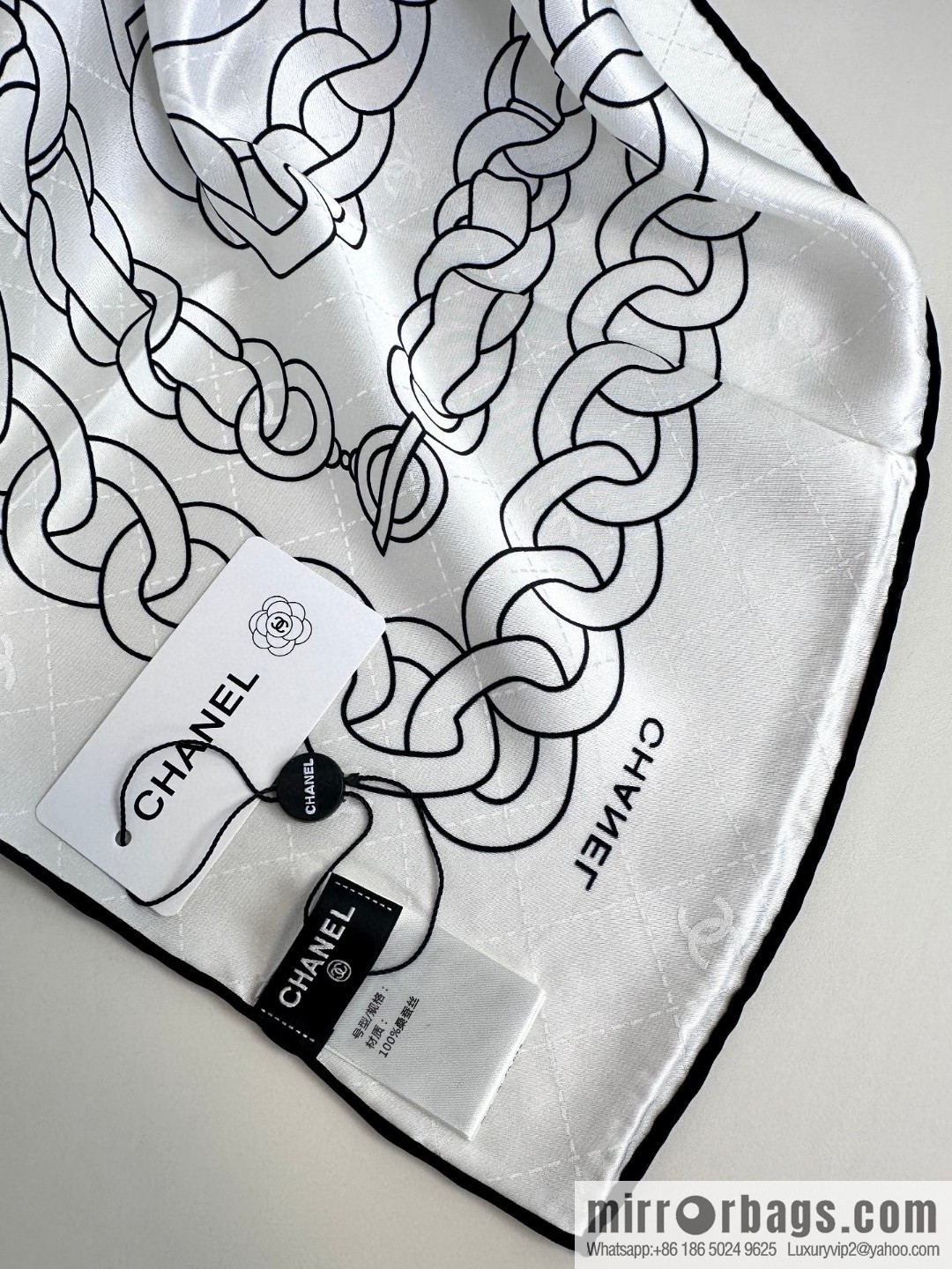 CHANEL 🖤 cc coin chain silk scarf