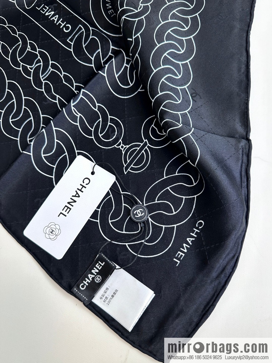 CHANEL 🖤 cc coin chain silk scarf
