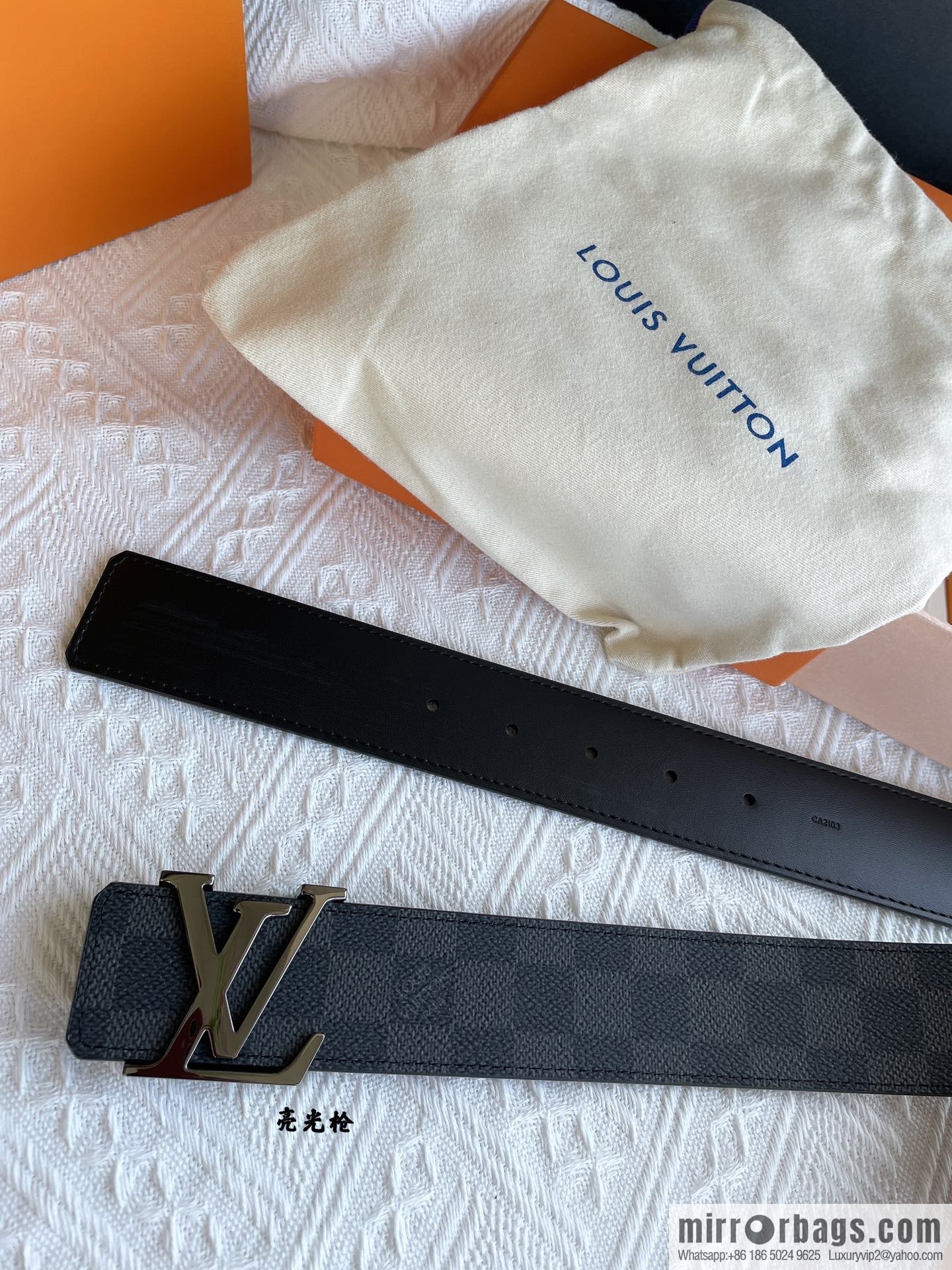 LOUIS VUITTON Classic brown checkerboard/black checkerboard/presbyopia 40mm belt