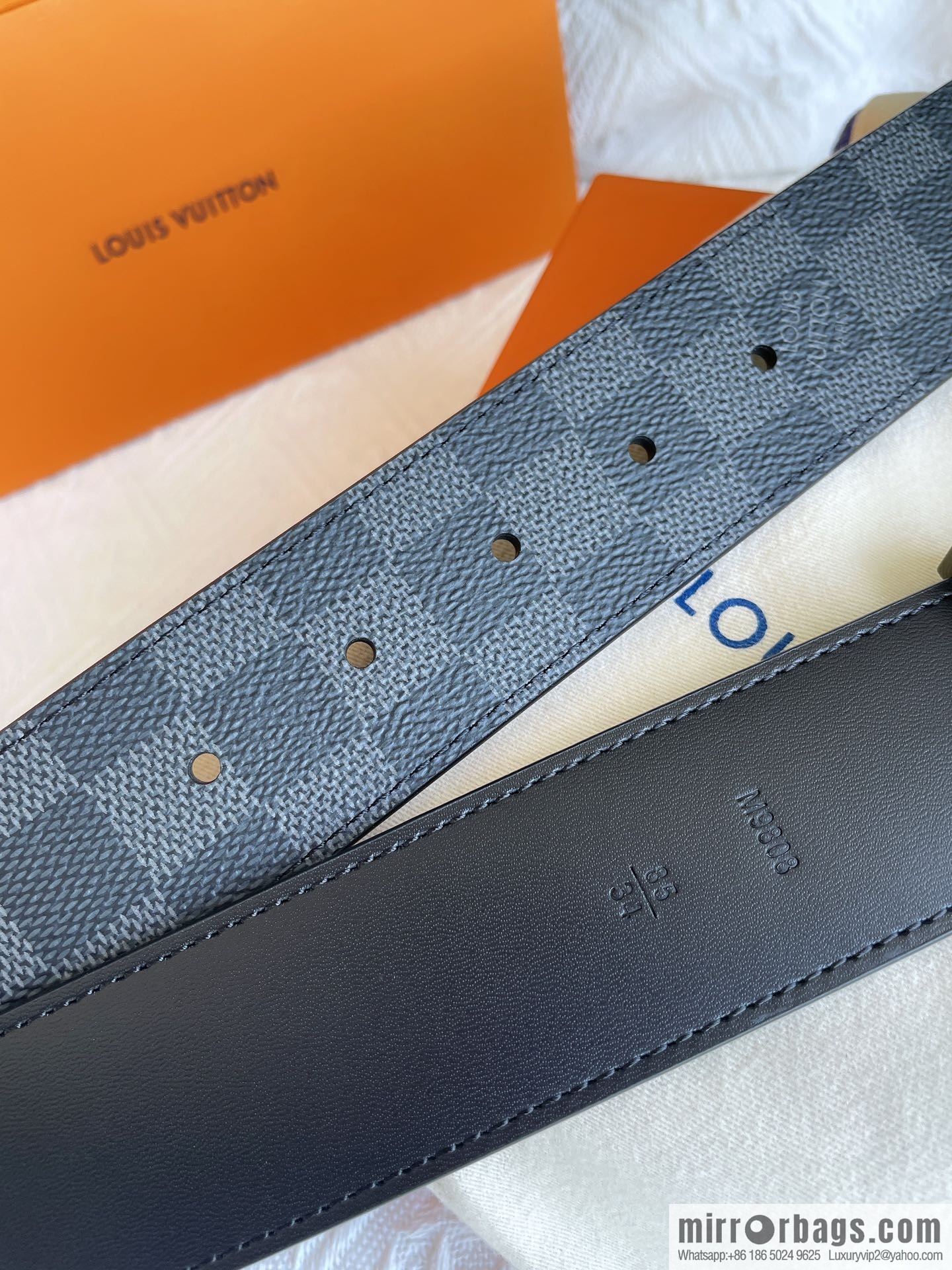 LOUIS VUITTON Classic brown checkerboard/black checkerboard/presbyopia 40mm belt