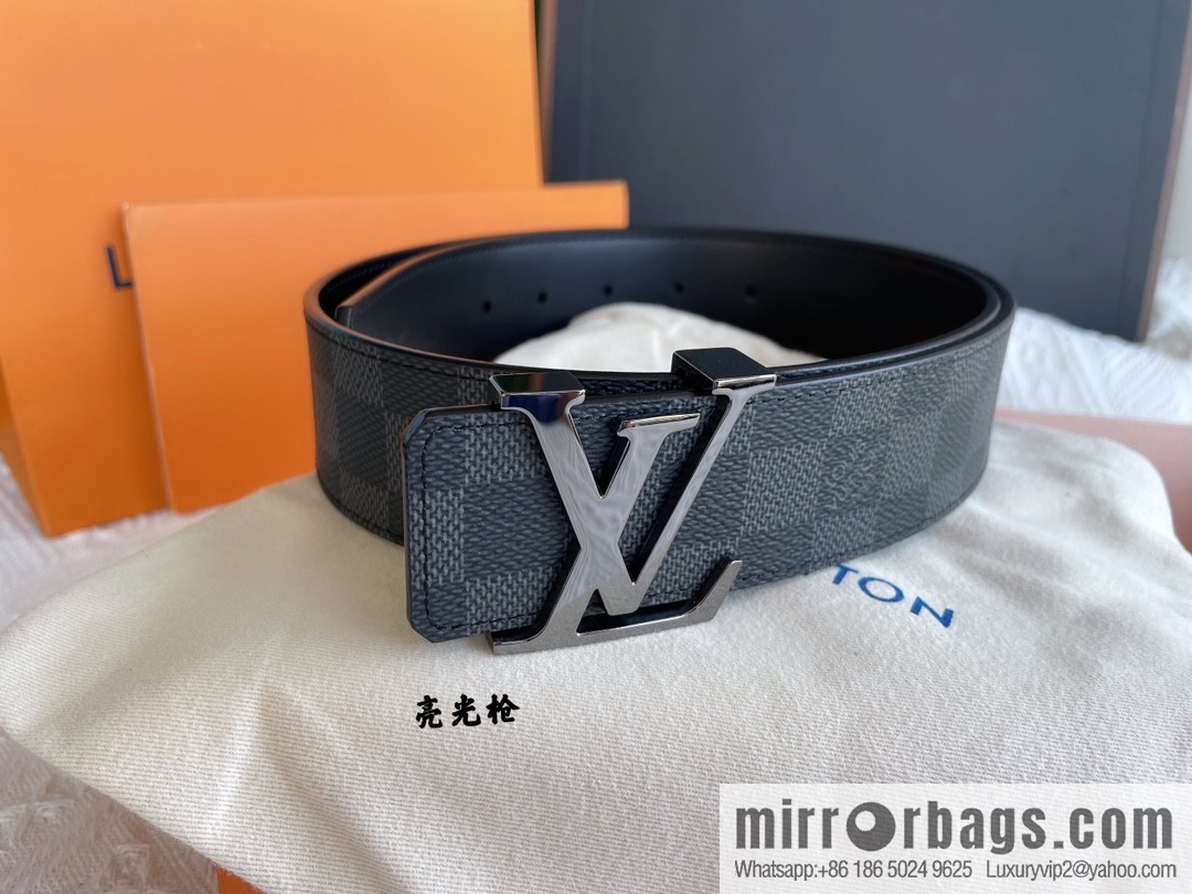 LOUIS VUITTON Classic brown checkerboard/black checkerboard/presbyopia 40mm belt