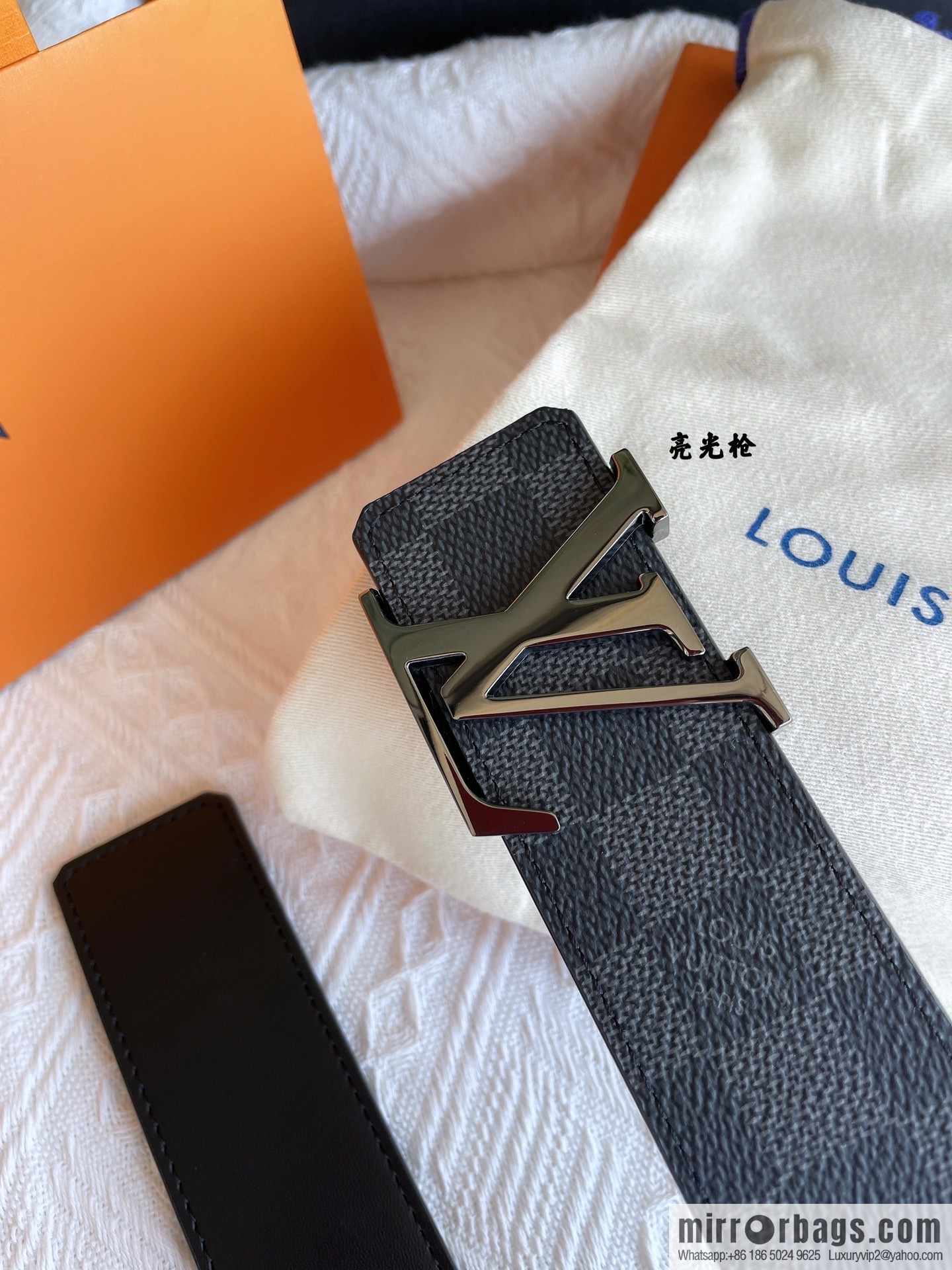 LOUIS VUITTON Classic brown checkerboard/black checkerboard/presbyopia 40mm belt