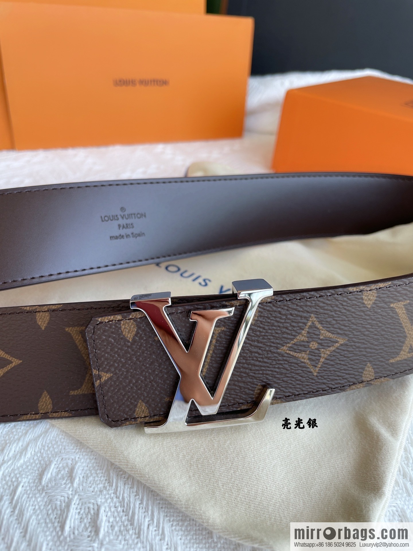 LOUIS VUITTON Classic brown checkerboard/black checkerboard/presbyopia 40mm belt