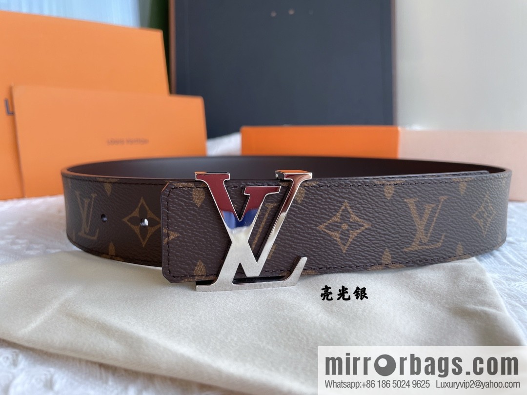 LOUIS VUITTON Classic brown checkerboard/black checkerboard/presbyopia 40mm belt
