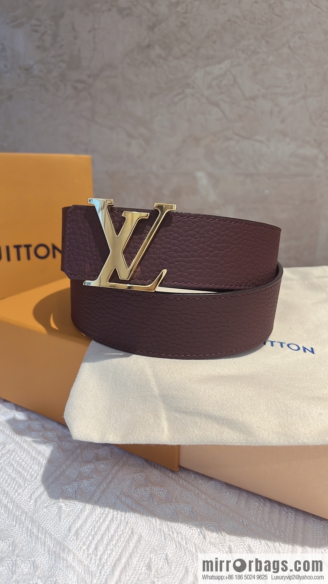 LOUIS VUITTON Louis Vuitton counter hanging buckle double-sided lychee lychee black/khaki double-sided men's belt