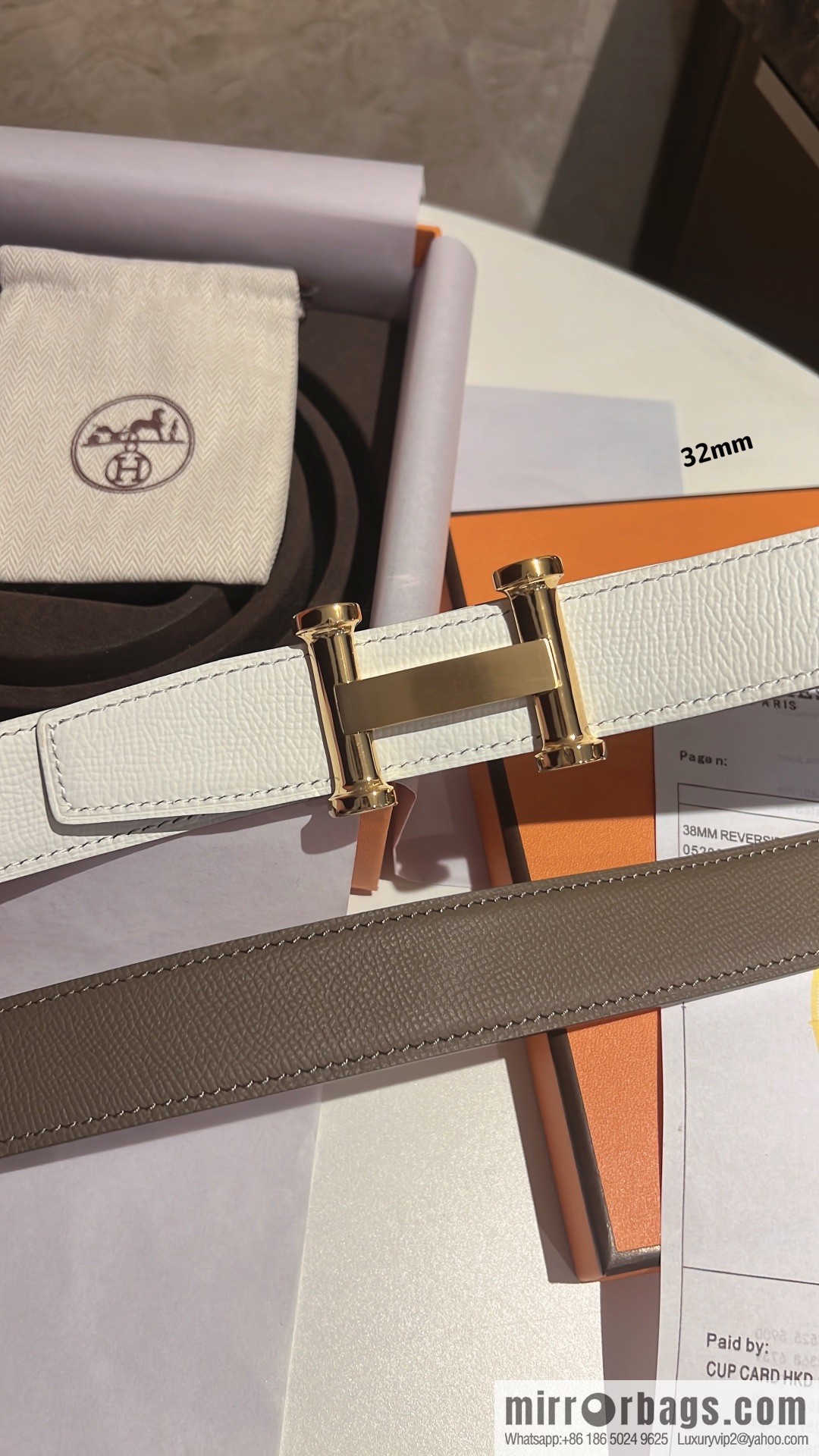 Hermès HERMES Agora Belt Buckle & Double Sided Leather Belt 32mm