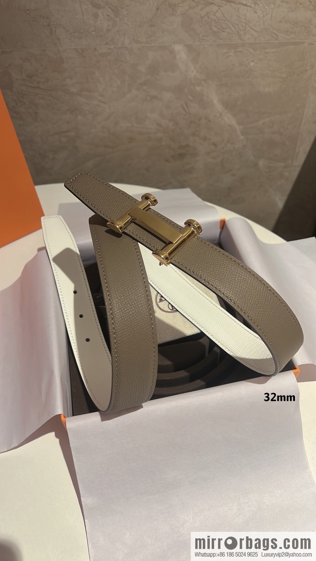 Hermès HERMES Agora Belt Buckle & Double Sided Leather Belt 32mm