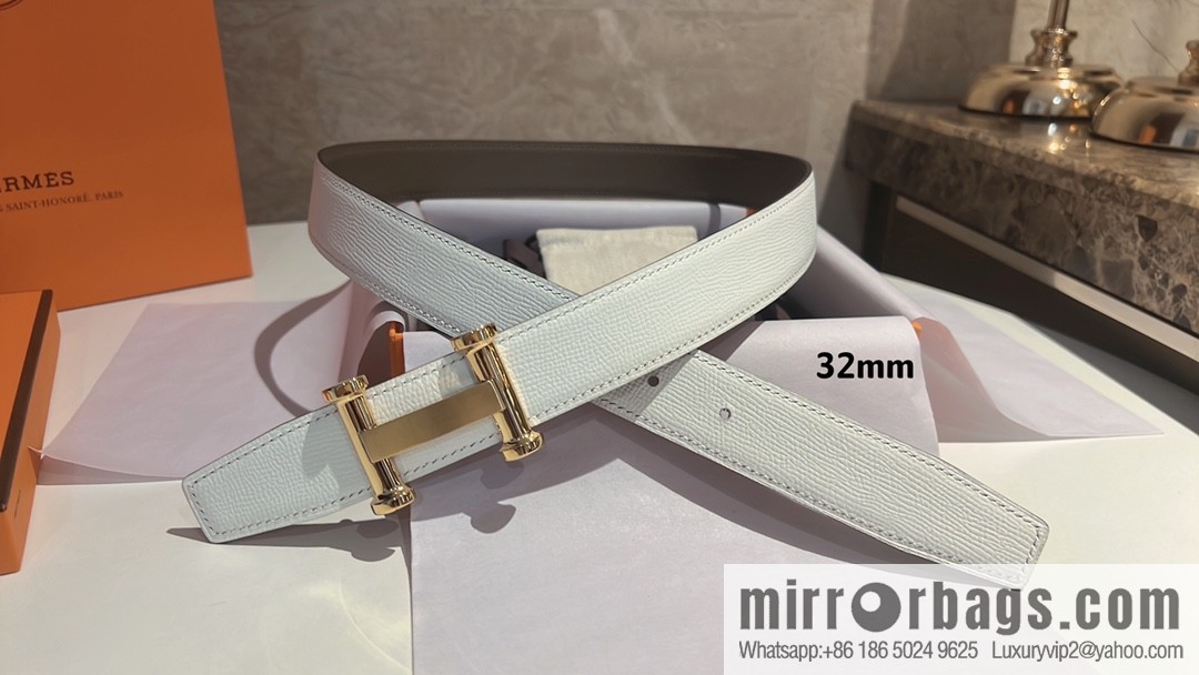 Hermès HERMES Agora Belt Buckle & Double Sided Leather Belt 32mm