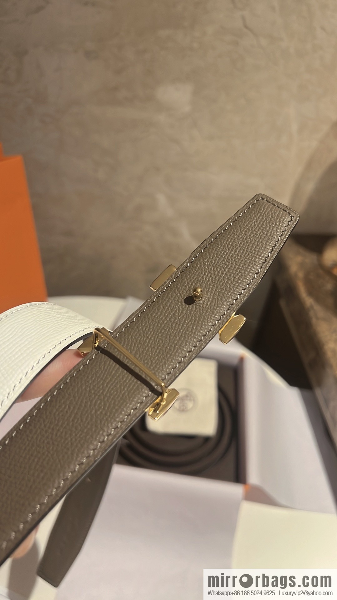 Hermès HERMES Agora Belt Buckle & Double Sided Leather Belt 32mm