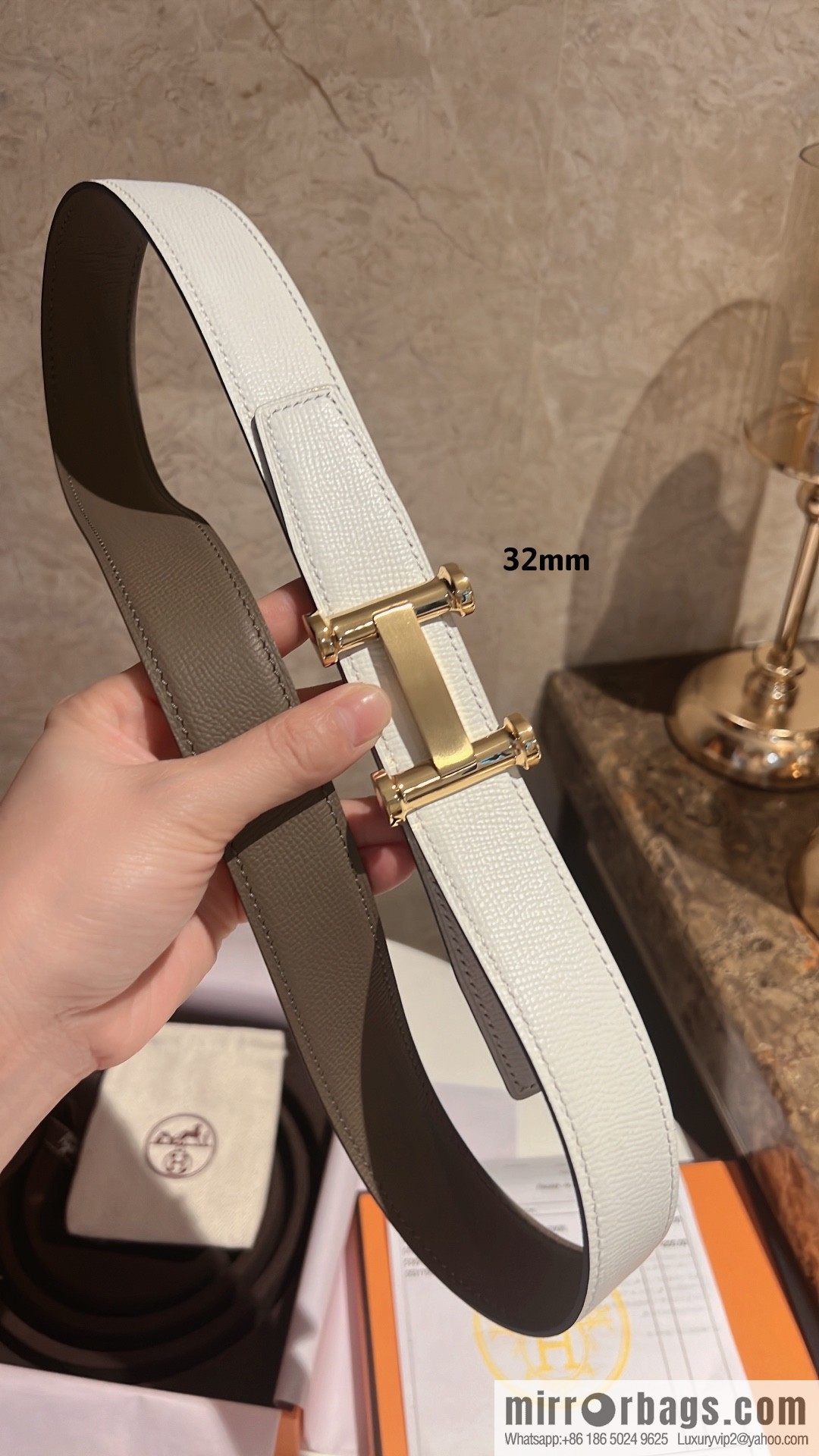 Hermès HERMES Agora Belt Buckle & Double Sided Leather Belt 32mm