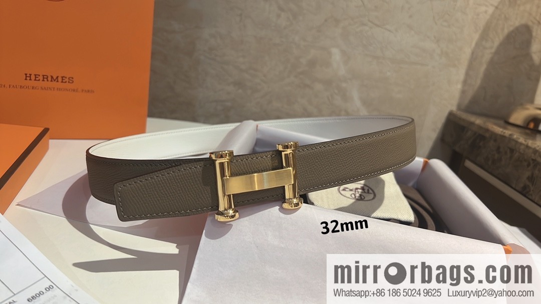 Hermès HERMES Agora Belt Buckle & Double Sided Leather Belt 32mm