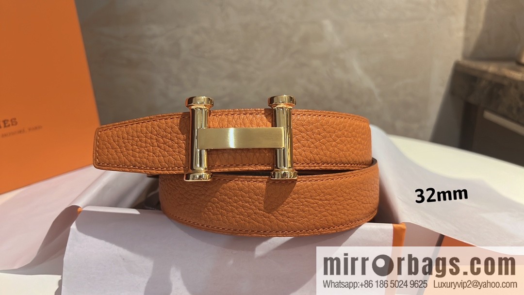 HERMES Agora Belt Buckle & Double Sided Leather Belt 32mm