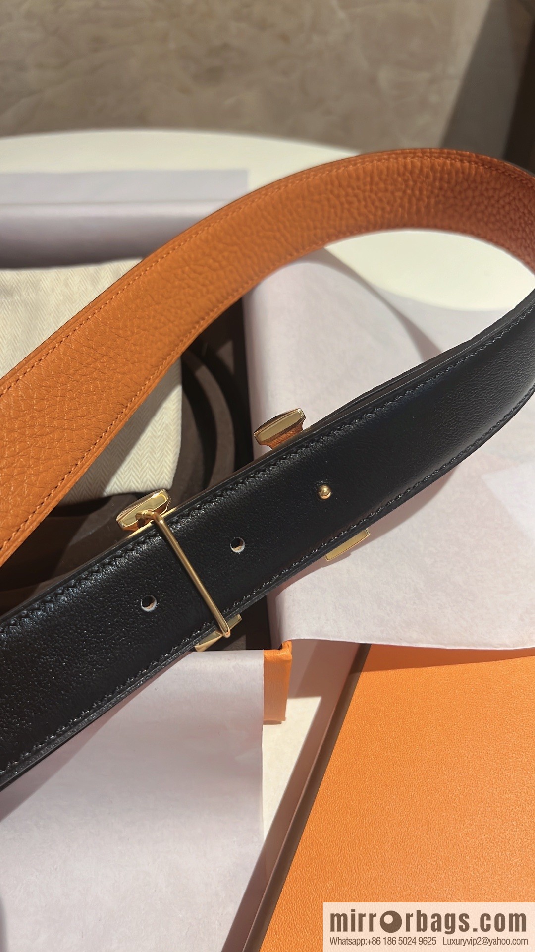 HERMES Agora Belt Buckle & Double Sided Leather Belt 32mm