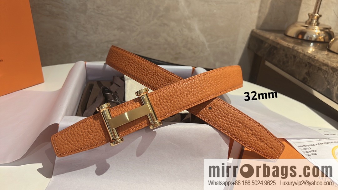 HERMES Agora Belt Buckle & Double Sided Leather Belt 32mm