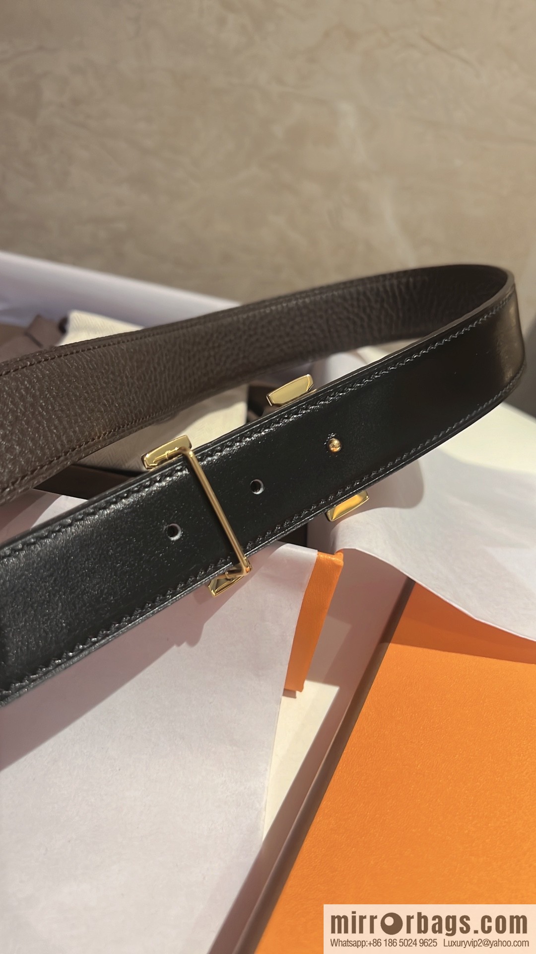 HERMES Agora Belt Buckle & Double Sided Leather Belt 32mm