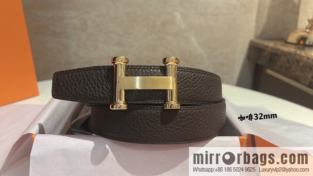 HERMES Agora Belt Buckle & Double Sided Leather Belt 32mm
