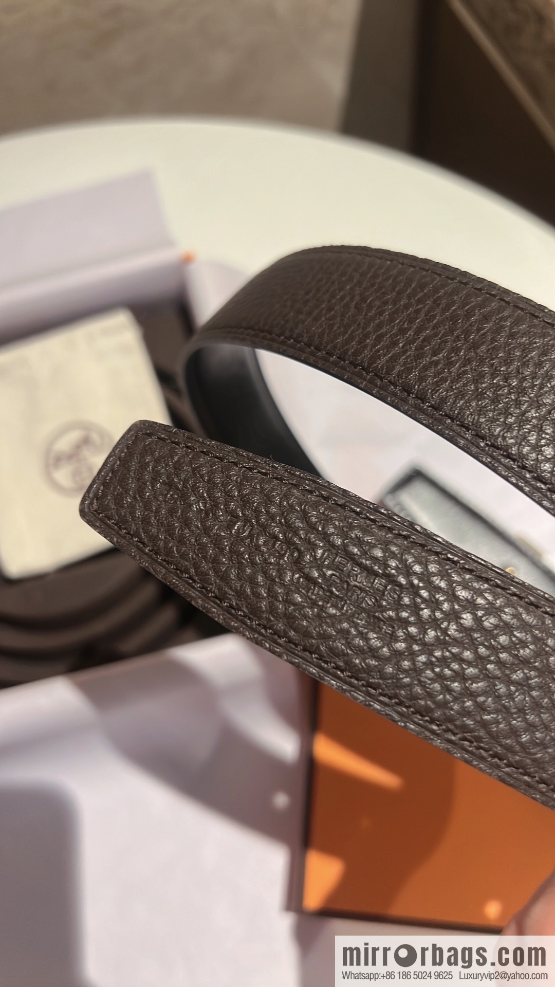 HERMES Agora Belt Buckle & Double Sided Leather Belt 32mm
