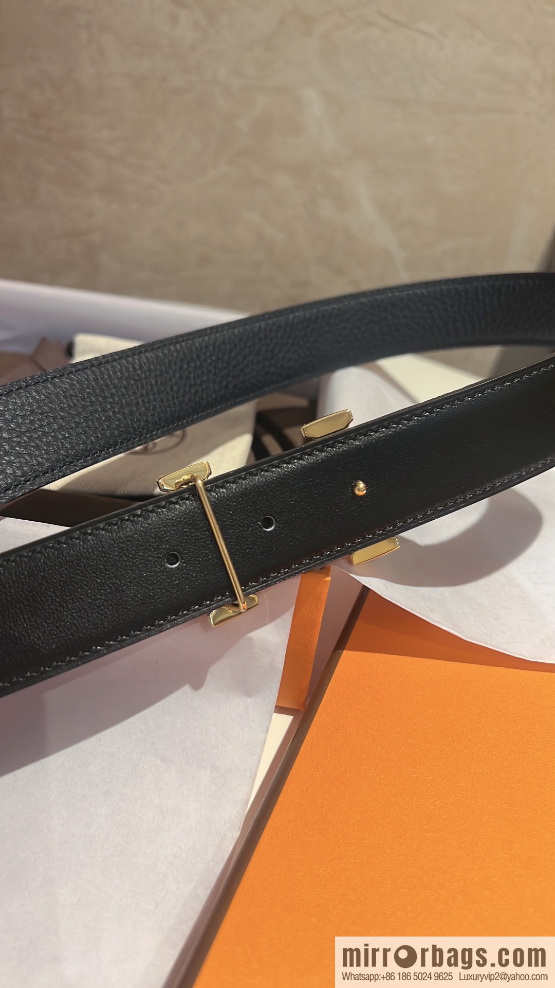 HERMES Agora Belt Buckle & Double Sided Leather Belt 32mm