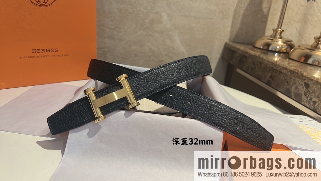 HERMES Agora Belt Buckle & Double Sided Leather Belt 32mm