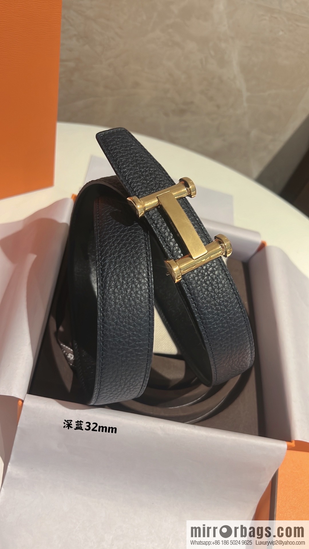 HERMES Agora Belt Buckle & Double Sided Leather Belt 32mm