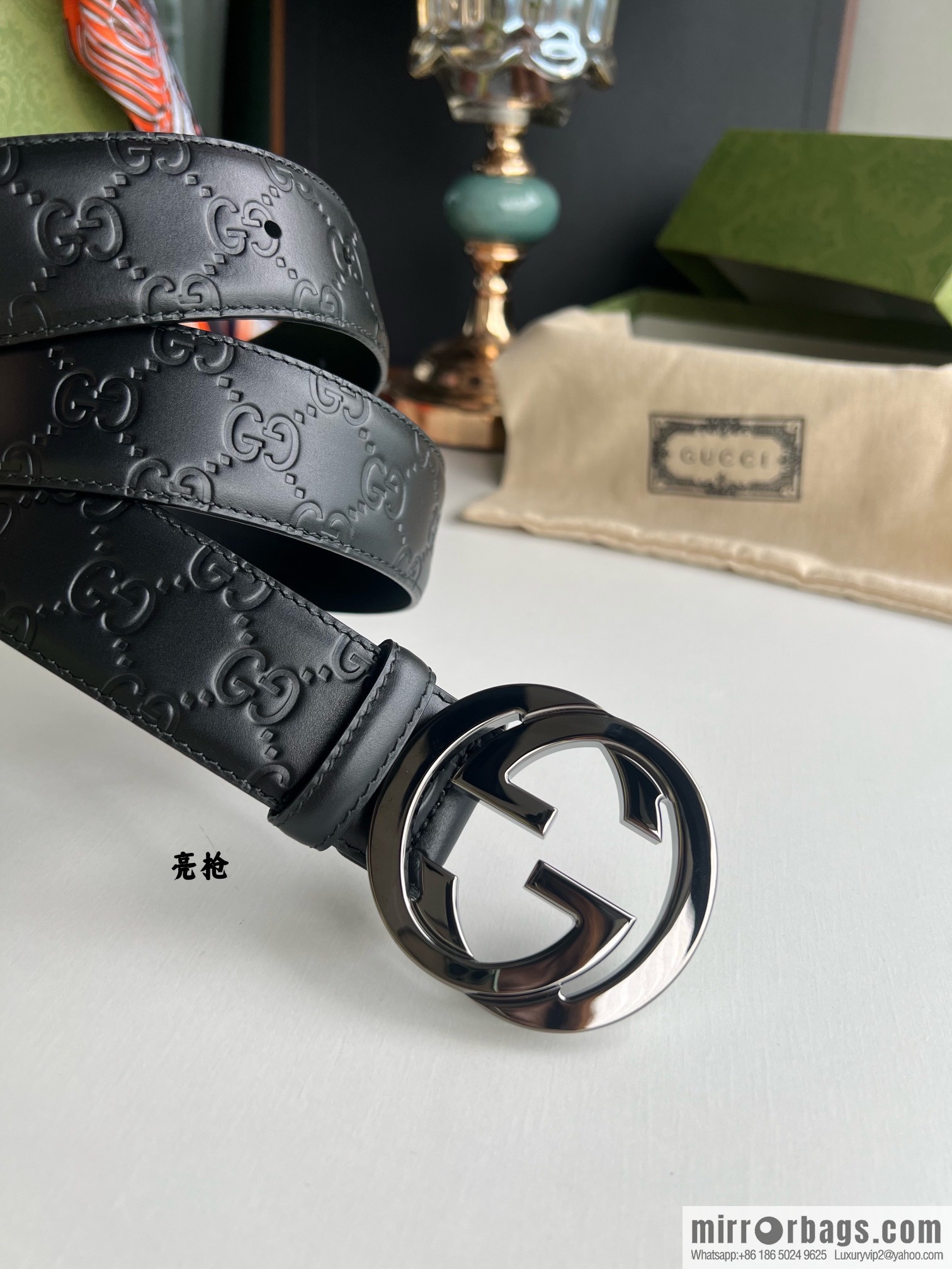 Gucci/Gucci Men's Interlocking Double G Metal Buckle Belt
