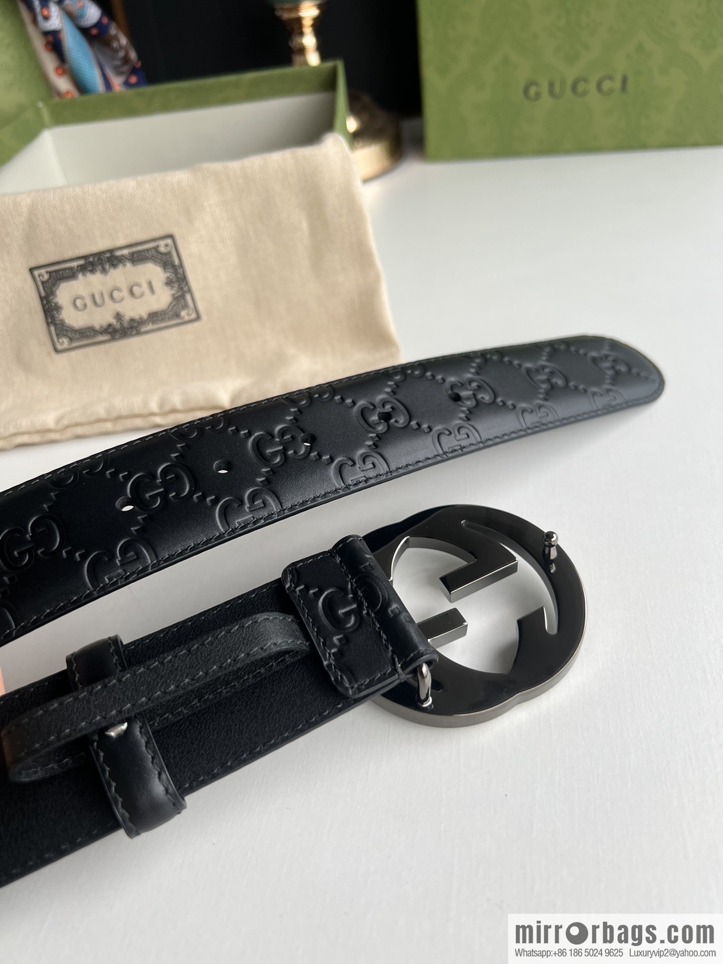 Gucci/Gucci Men's Interlocking Double G Metal Buckle Belt