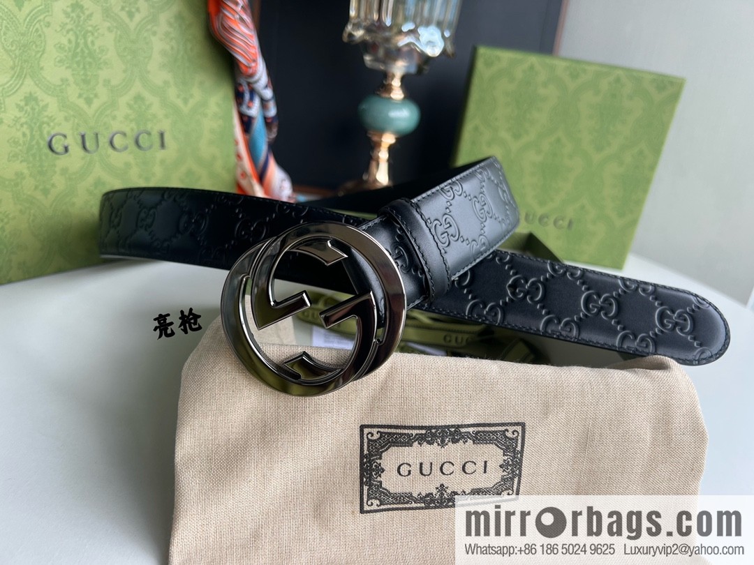 Gucci/Gucci Men's Interlocking Double G Metal Buckle Belt