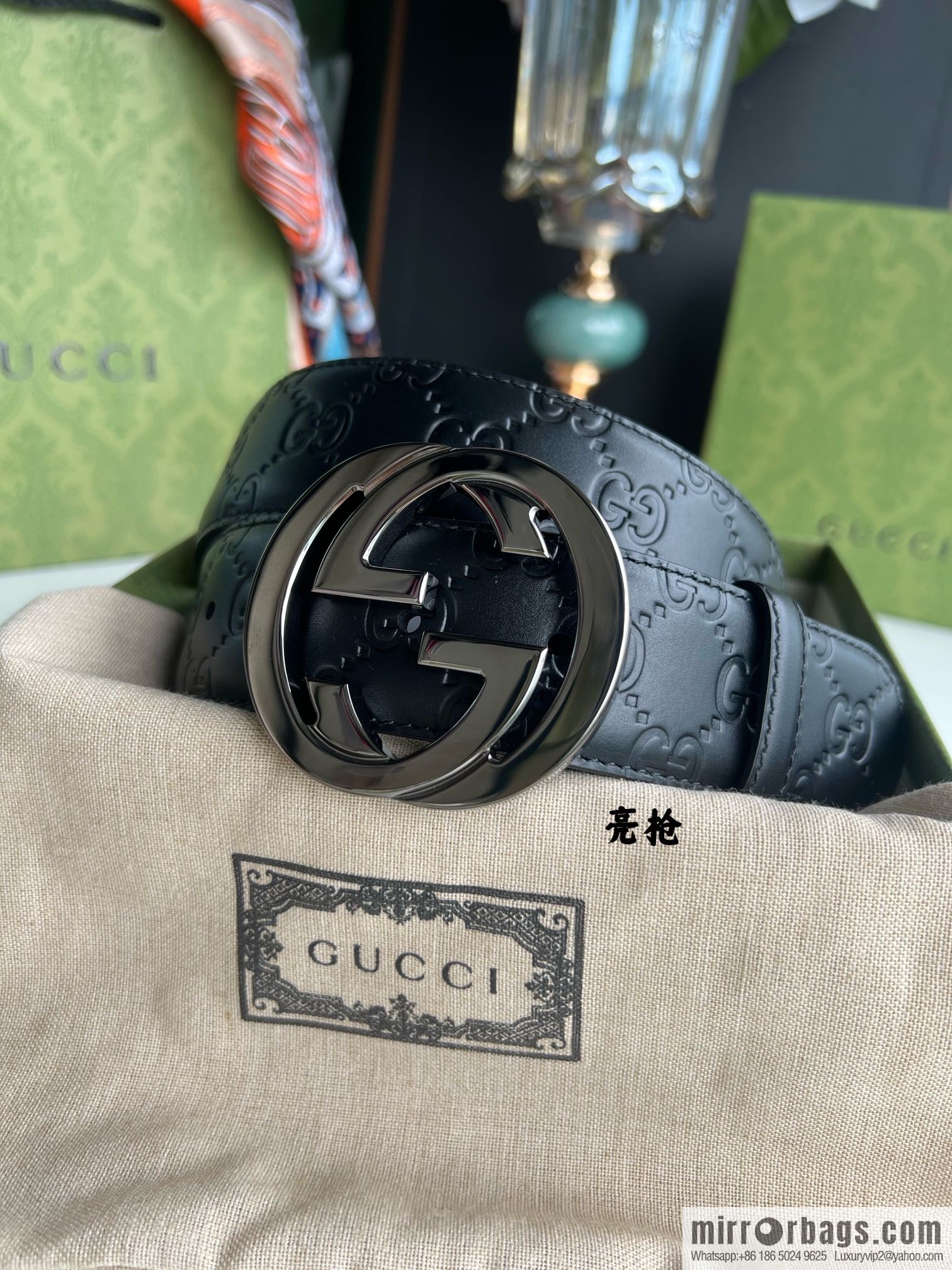 Gucci/Gucci Men's Interlocking Double G Metal Buckle Belt